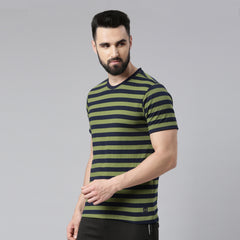 Force NXT Super Combed Cotton Mens Round Neck Pack Of 2 Striped T-shirt