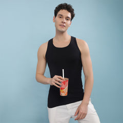 Super Combed Egyptian Cotton Mens Pack Of 10 Black Vest