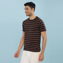 Force NXT Super Combed Cotton Mens Round Neck Pack Of 2 Striped T-shirt