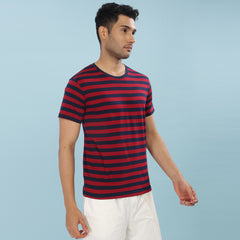 Force NXT Super Combed Cotton Mens Round Neck Pack Of 2 Striped T-shirt