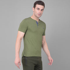 Force NXT Super Combed Cotton Mens Henley Solid T-Shirt