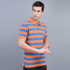 Force NXT Super Combed Cotton Mens Collared Polo Striped T-Shirt