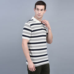 Force NXT Super Combed Cotton Mens Collared Polo Striped T-Shirt