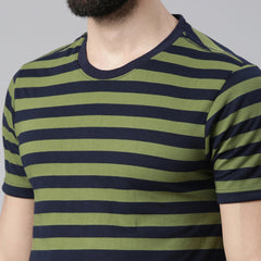 Force NXT Super Combed Cotton Mens Round Neck Striped T-Shirt