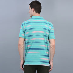 Force NXT Super Combed Cotton Mens Collared Polo Striped T-Shirt