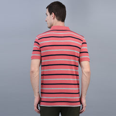 Force NXT Super Combed Cotton Mens Collared Polo Striped T-Shirt