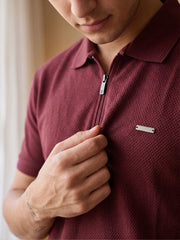 Force NXT Men's Super Combed Cotton Rich Jacquard Fabric Solid Polo T-Shirt