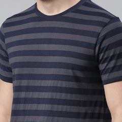Force NXT Super Combed Cotton Mens Round Neck Pack Of 2 Striped T-shirt