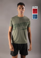 Anti Viral Anti Odour Cool Mens Round Neck Pack Of 3 Sports Printed T-Shirt