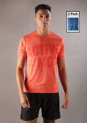 Anti Viral Anti Odour Cool Mens Round Neck Pack Of 2 Sports Printed T-Shirt