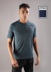 Anti Viral Anti Odour Cool Mens Round Neck Pack Of 2 Sports Printed T-Shirt