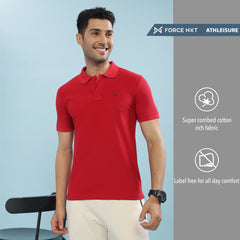 Force NXT Super Combed Cotton Mens Collared Polo Solid T-Shirt