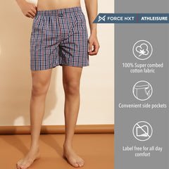 Force NXT Super Combed Cotton Mens Checks Boxer Shorts