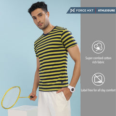 Force NXT Super Combed Cotton Mens Round Neck Pack Of 2 Striped T-shirt