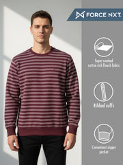 Force NXT Men's Combed Cotton Full Sleeves Striped Sweatshirt