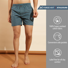 Force NXT Super Combed Cotton Mens Checks Boxer Shorts