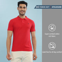 Force NXT Super Combed Cotton Mens Collared Polo Solid T-Shirt