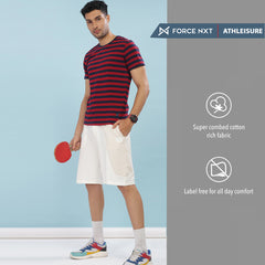 Force NXT Super Combed Cotton Mens Round Neck Striped T-Shirt