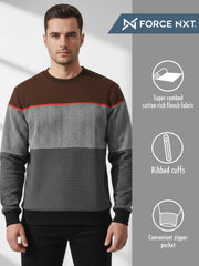 Force NXT Men's Combed Cotton Full Sleeves Colorblock Sweatshirt
