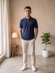 Force NXT Men's Super Combed Cotton Rich Jacquard Fabric Solid Polo T-Shirt