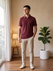 Force NXT Men's Super Combed Cotton Rich Jacquard Fabric Solid Polo T-Shirt