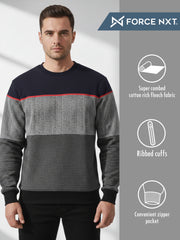 Force NXT Men's Combed Cotton Full Sleeves Colorblock Sweatshirt