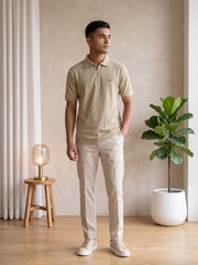Force NXT Men's Super Combed Cotton Rich Jacquard Fabric Solid Polo T-Shirt