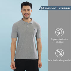 Force NXT Super Combed Cotton Mens Collared Polo Solid T-Shirt