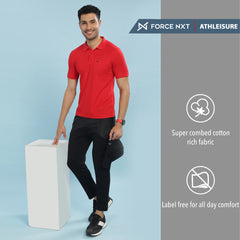 Force NXT Super Combed Cotton Mens Collared Polo Solid T-Shirt