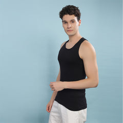 Super Combed Egyptian Cotton Mens Pack Of 10 Black Vest
