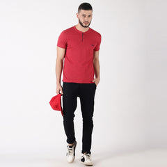 Force NXT Super Combed Cotton Mens Henley Solid T-Shirt
