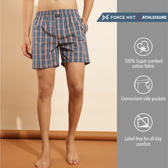 Force NXT Super Combed Cotton Mens Pack of 3 Checks Boxer Shorts