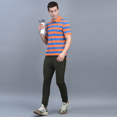Force NXT Super Combed Cotton Mens Collared Polo Striped T-Shirt