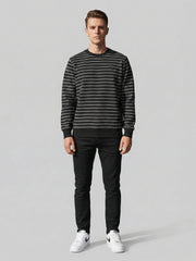 Force NXT Men's Combed Cotton Full Sleeves Striped Sweatshirt