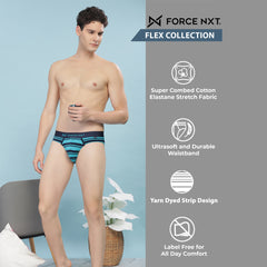 Super Combed Cotton Four Way Stretch Mens Striped Brief