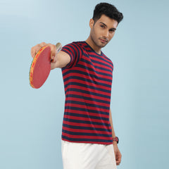 Force NXT Super Combed Cotton Mens Round Neck Striped T-Shirt