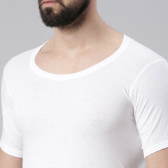 Super Combed Cotton Mens Pack Of 10 White Sleeved Vest