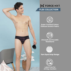 Super Combed Cotton Four Way Stretch Mens Pack of 3 Striped Brief