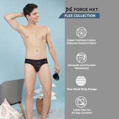 Super Combed Cotton Four Way Stretch Mens Pack of 3 Striped Brief