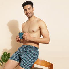 Force NXT Super Combed Cotton Mens Checks Boxer Shorts
