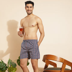 Force NXT Super Combed Cotton Mens Checks Boxer Shorts