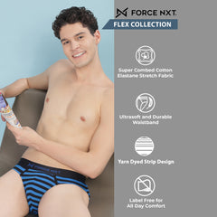 Super Combed Cotton Four Way Stretch Mens Pack of 3 Striped Brief
