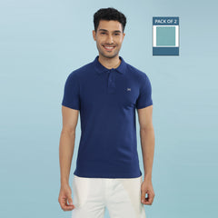 Force NXT Super Combed Cotton Mens Pack Of 2 Collared Polo Solid T-Shirt