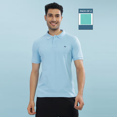 Force NXT Super Combed Cotton Mens Pack Of 2 Collared Polo Solid T-Shirt