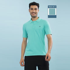 Force NXT Super Combed Cotton Mens Pack Of 2 Collared Polo Solid T-Shirt
