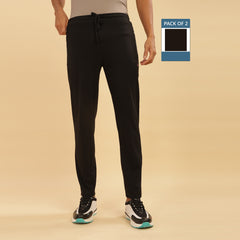 Force NXT Super Combed Cotton Mens Pack of 2 Solid Track Pant