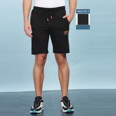 Force NXT Super Combed Cotton Mens Pack of 2 Solid Shorts
