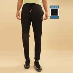Force NXT Super Combed Cotton Mens Pack of 2 Solid Track Pant