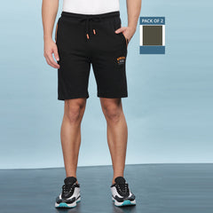Force NXT Super Combed Cotton Mens Pack of 2 Solid Shorts