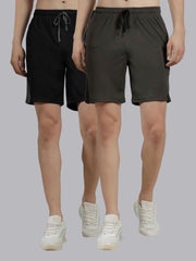 Force NXT Men's Polyester Solid Shorts - Pack of 2